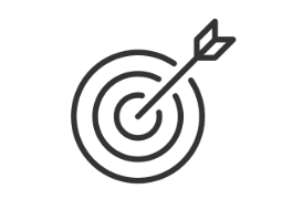 Line icon outline or an arrow hitting a bullseye