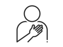 Line icon outline as a person with their hand over their chest